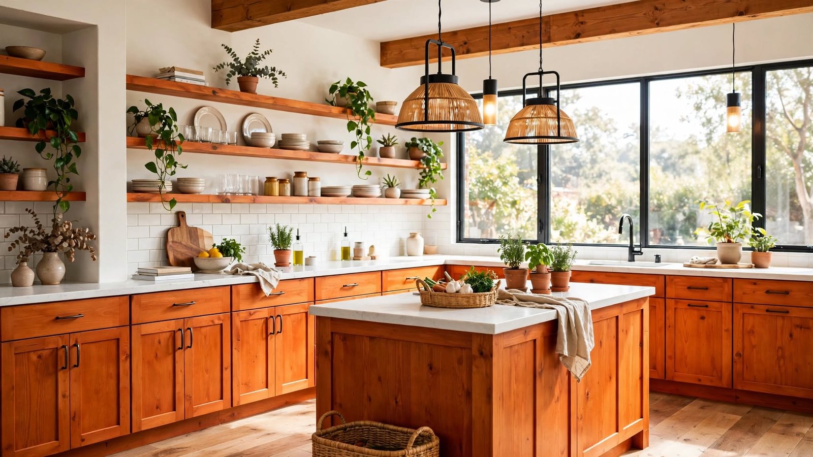 orange wood kitchen