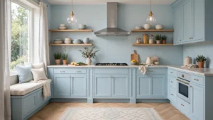 pastel blue kitchen