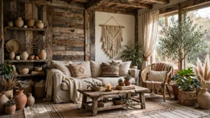 rustic boho living room