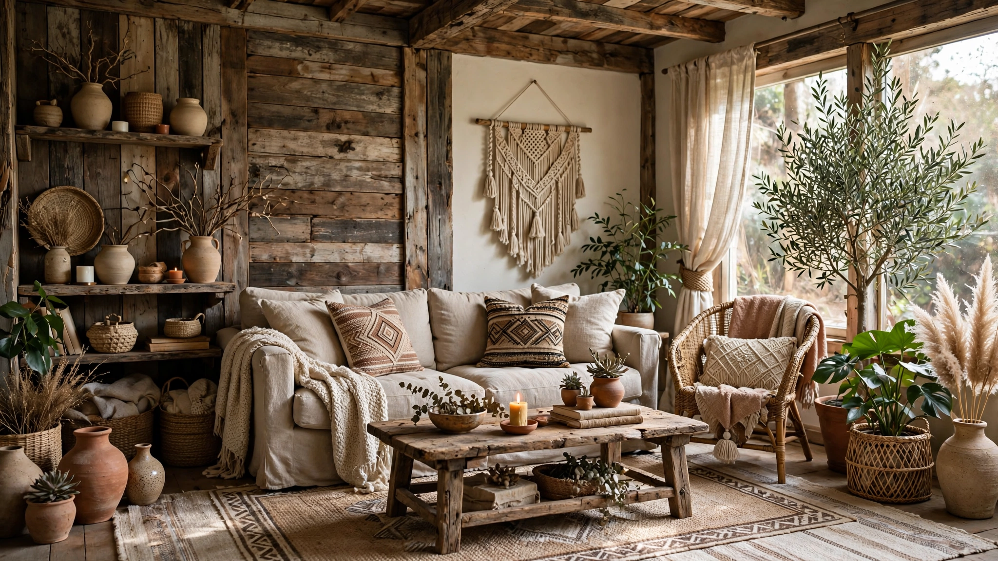 rustic boho living room