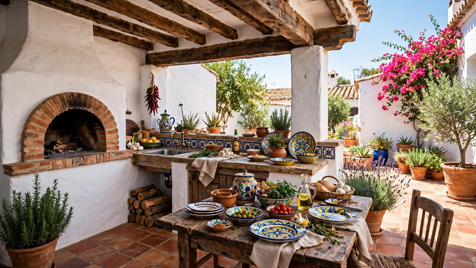 spanish courtyard kitchen