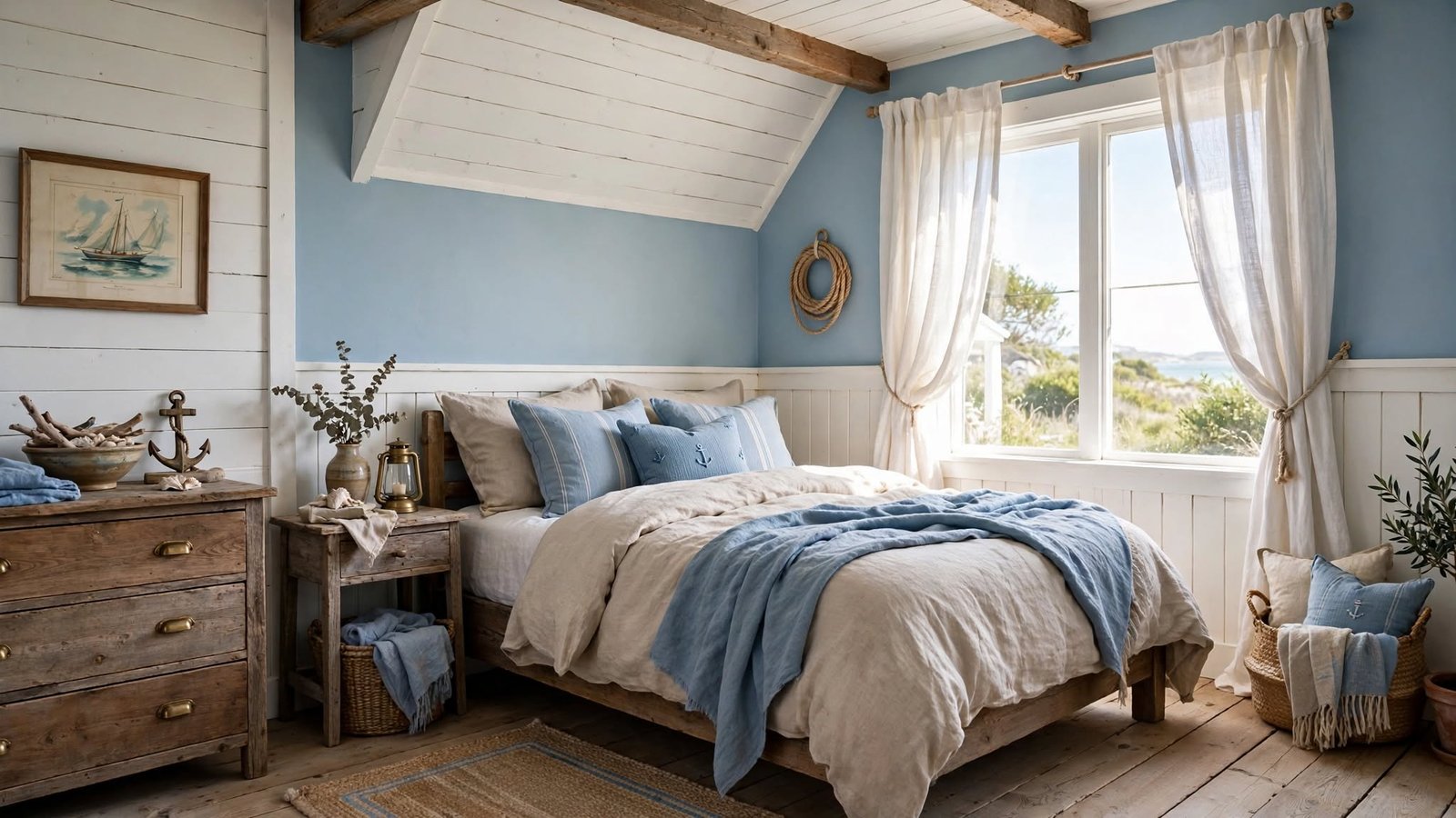 blue cottage bedroom