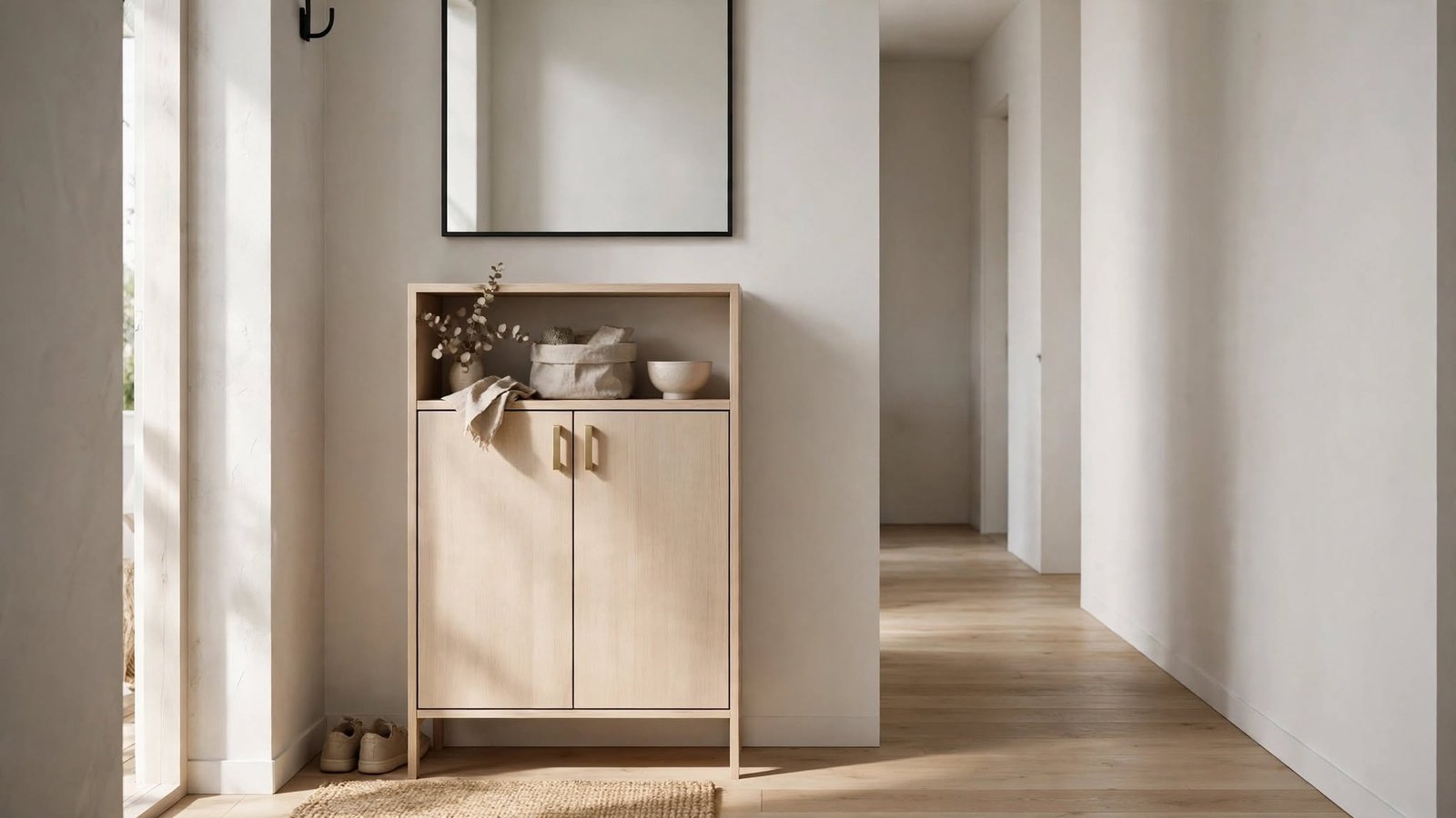 minimalist entryway cabinet