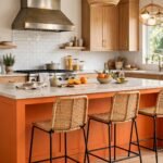 orange kitchen island