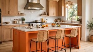 orange kitchen island
