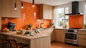 orange kitchen interior