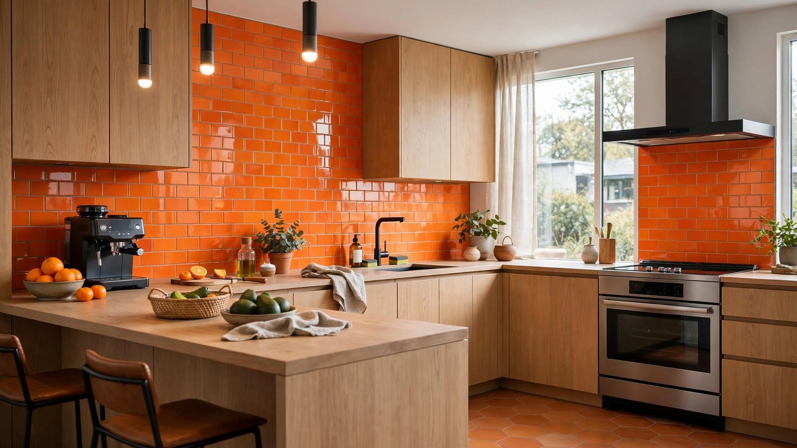 orange kitchen interior
