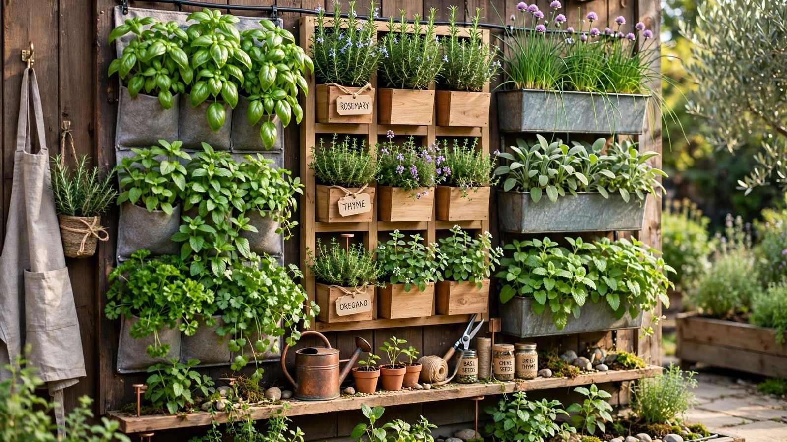 rustic vertical herb garden