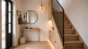 scandinavian entryway stairs