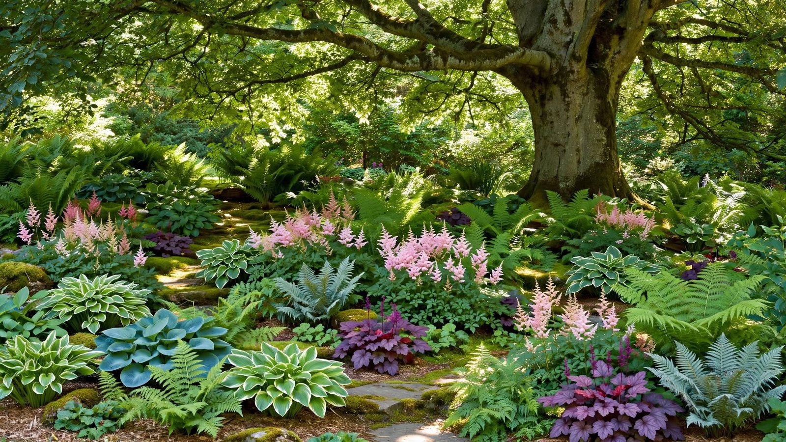 shade garden dappled sunlight