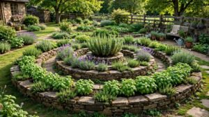 stone spiral herb garden