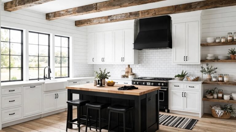 17 Black and White Farmhouse Kitchen Ideas for a Timeless Country Look