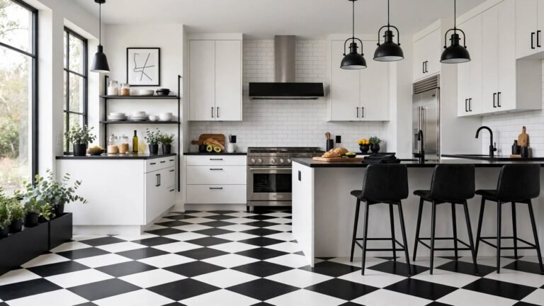 24 Black and White Kitchen Floor Ideas That Transform Your Space