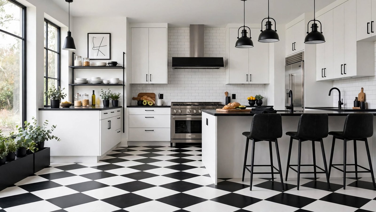black and white kitchen floor ideas