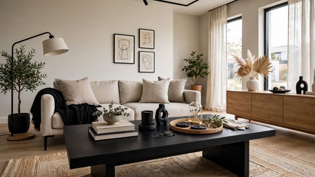black coffee table decor