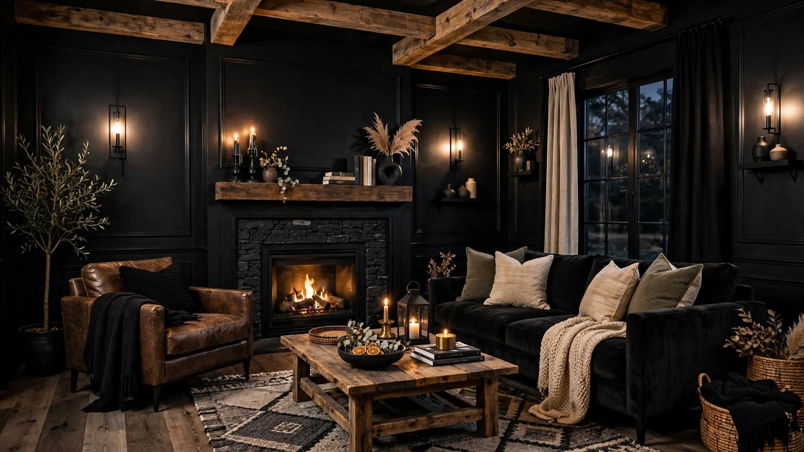 black farmhouse living room