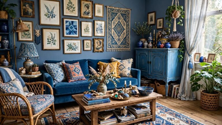 20 Blue Eclectic Living Room Ideas That Mix Color, Pattern, and Personality