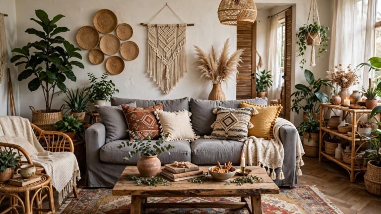 19 Bohemian Living Room Grey Couch Ideas for a Relaxed and Artistic Space