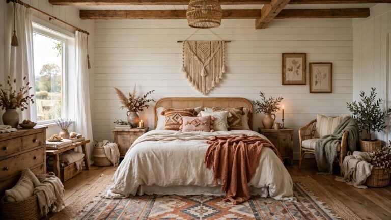21 Boho Farmhouse Bedroom Decor Ideas for a Cozy, Layered Retreat