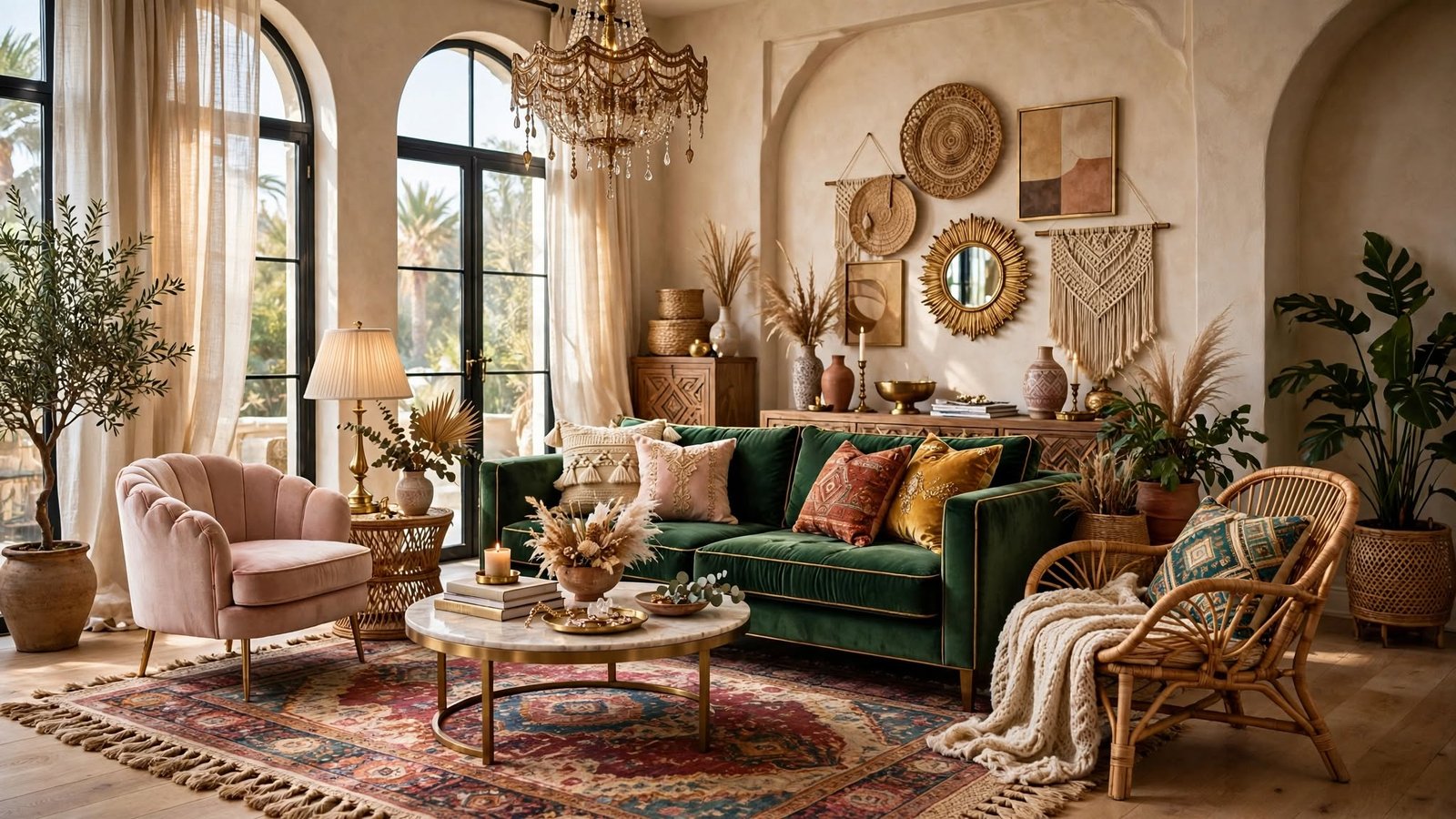 boho glam living room