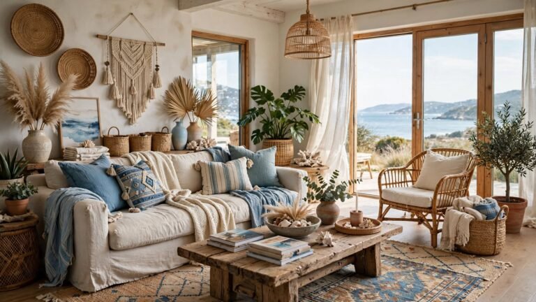 23 Coastal Bohemian Living Room Ideas for a Relaxed, Airy, and Textured Space