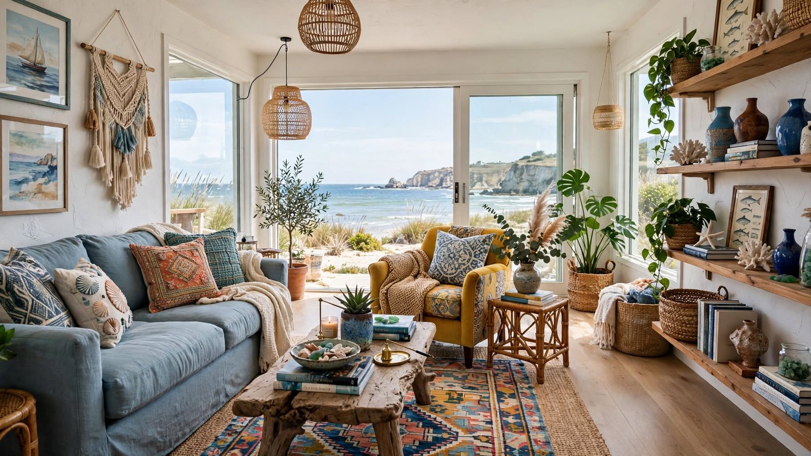 coastal eclectic living room