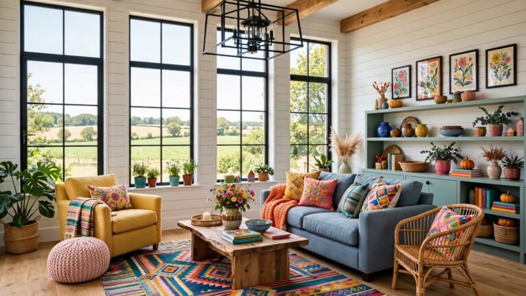 19 Colorful Farmhouse Living Room Ideas That Bring Joy to Rustic Spaces