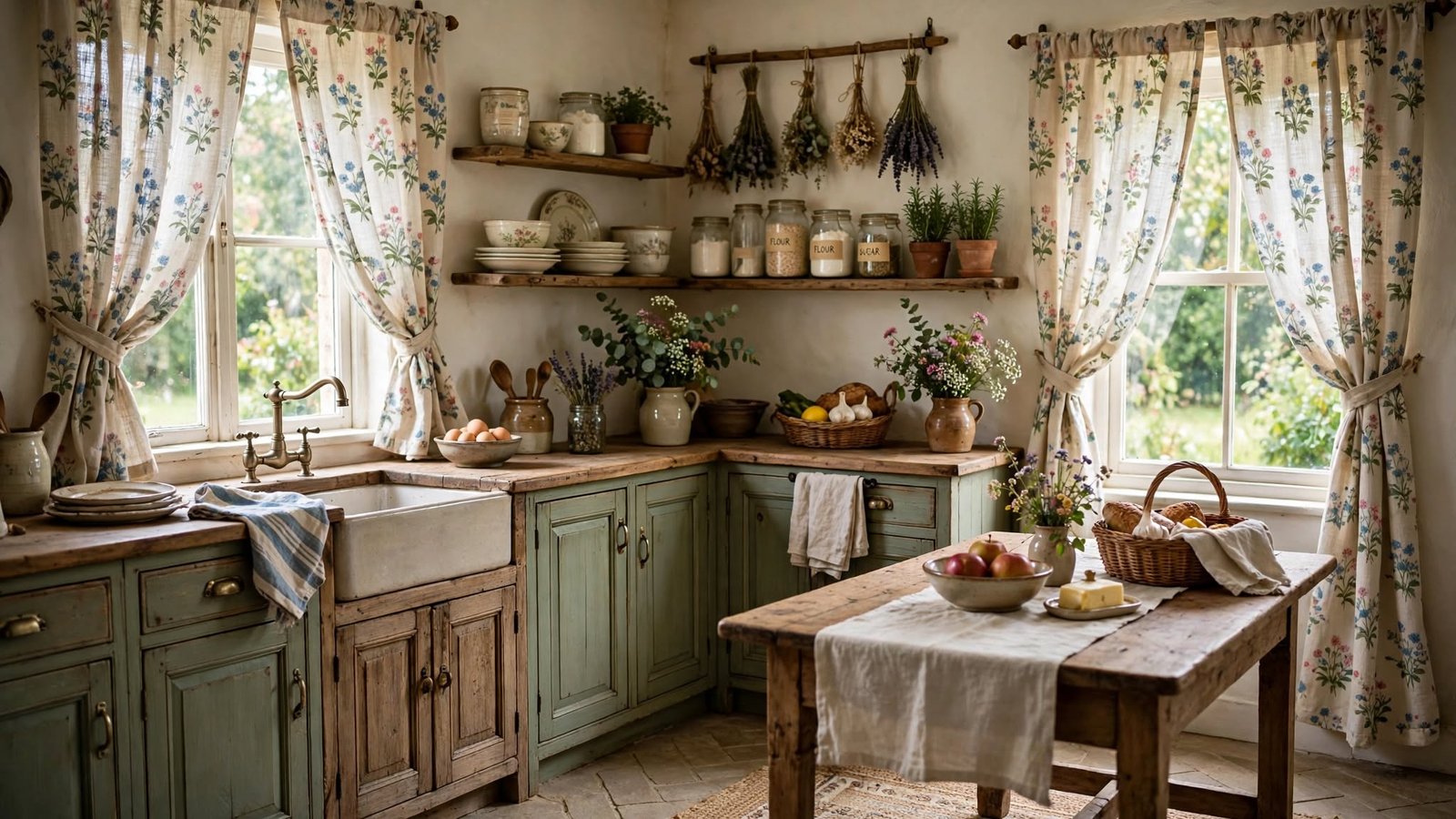 cottagecore kitchen curtains