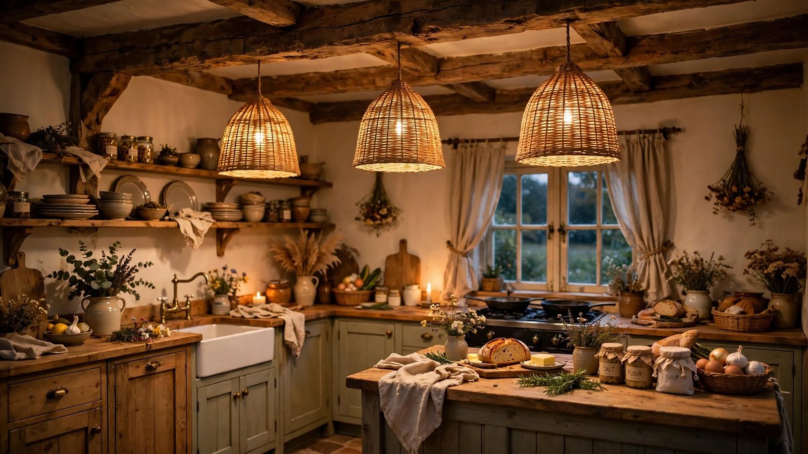 cottagecore kitchen lighting