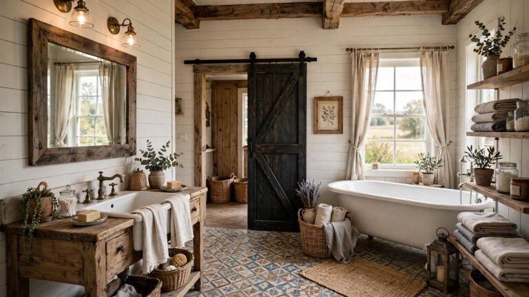 23 Country Farmhouse Bathroom Ideas for a Warm, Rustic Retreat