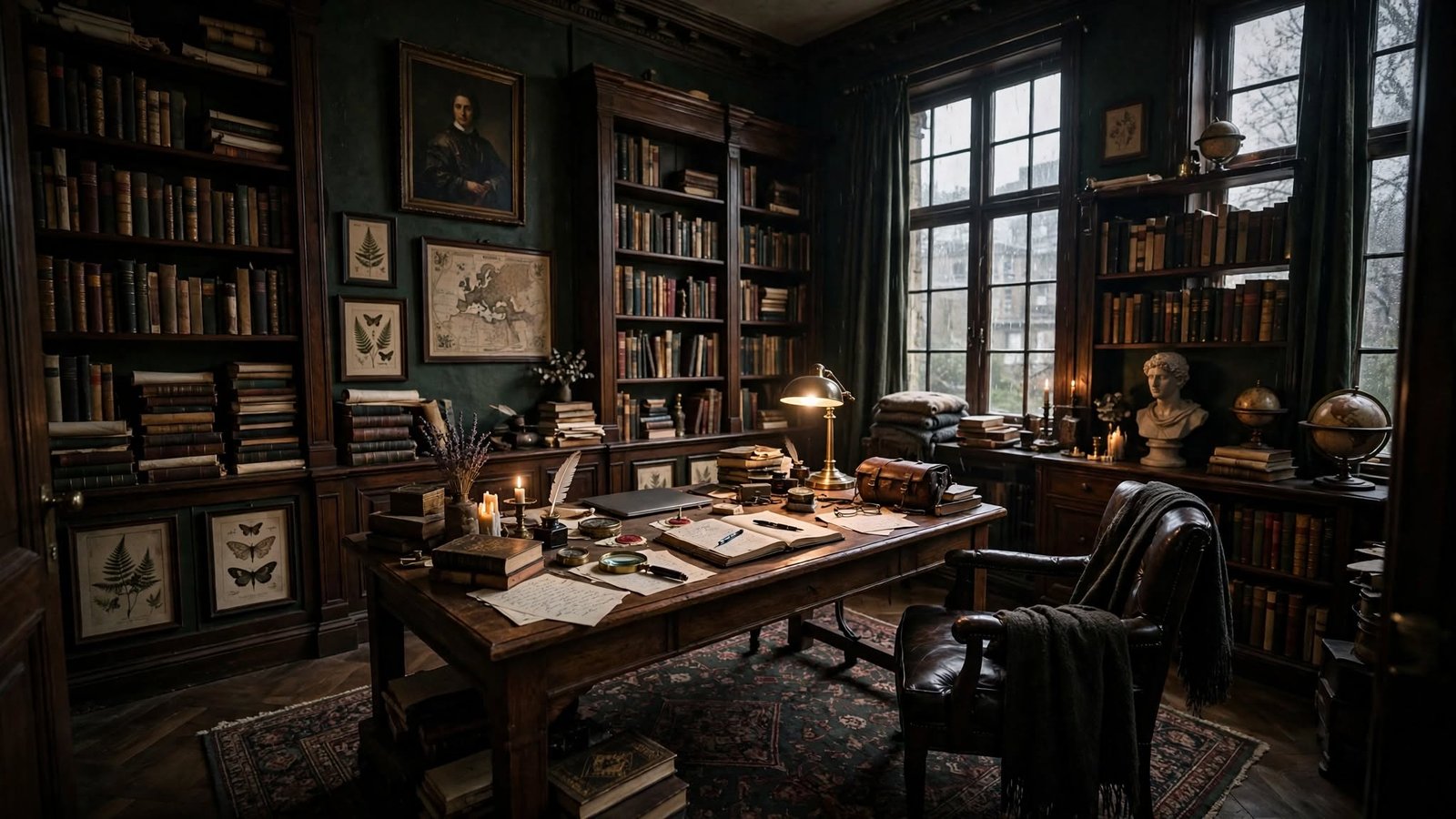 dark academia home office