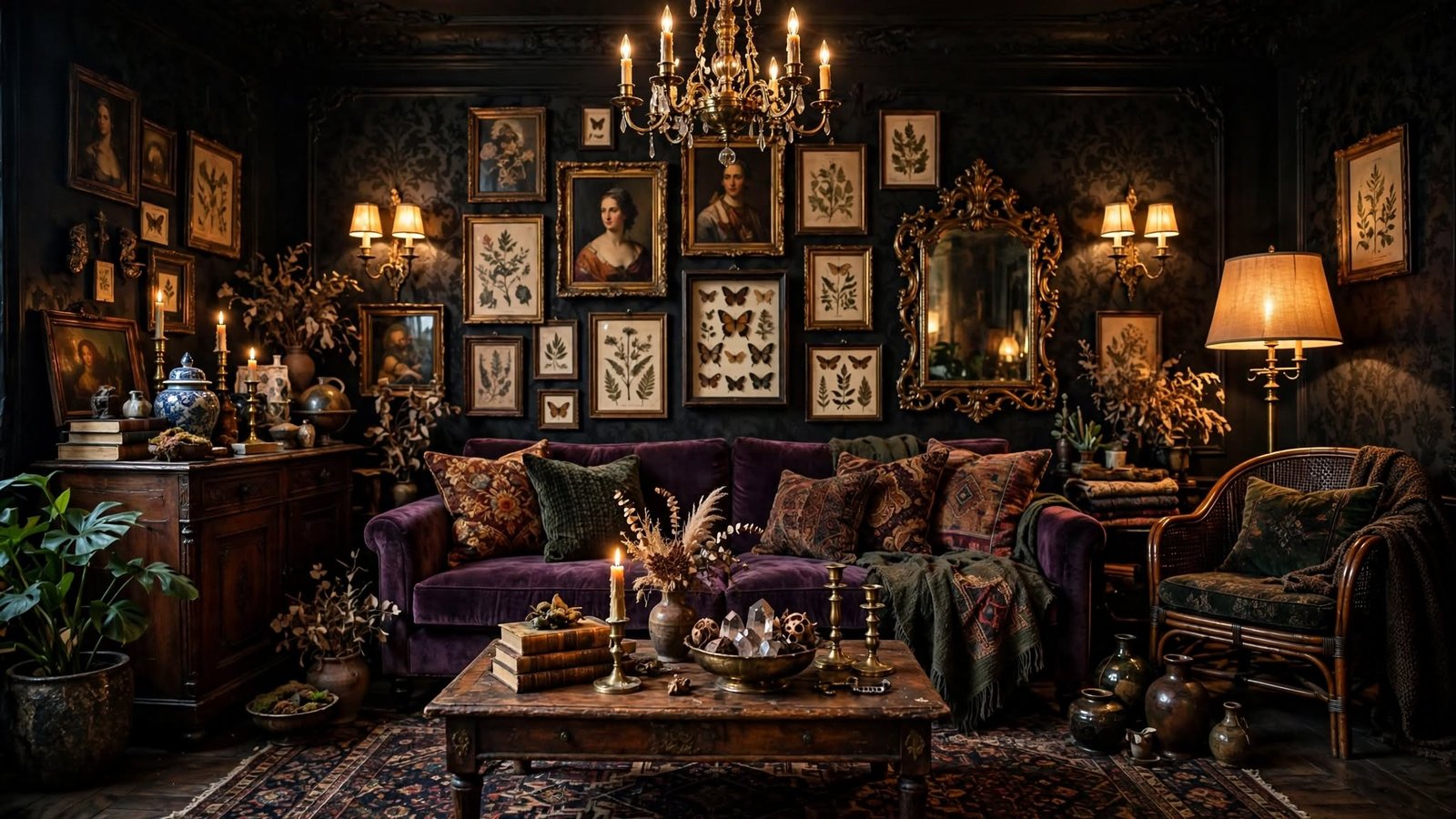 dark eclectic living room