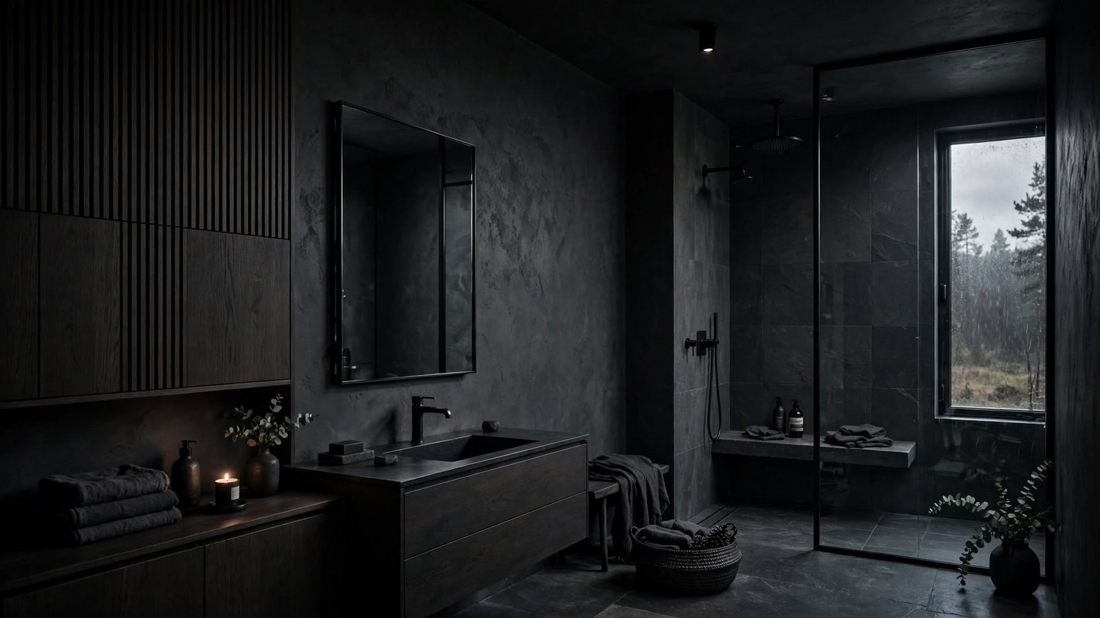 dark scandinavian bathroom