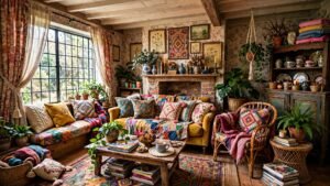 eclectic cottage living room