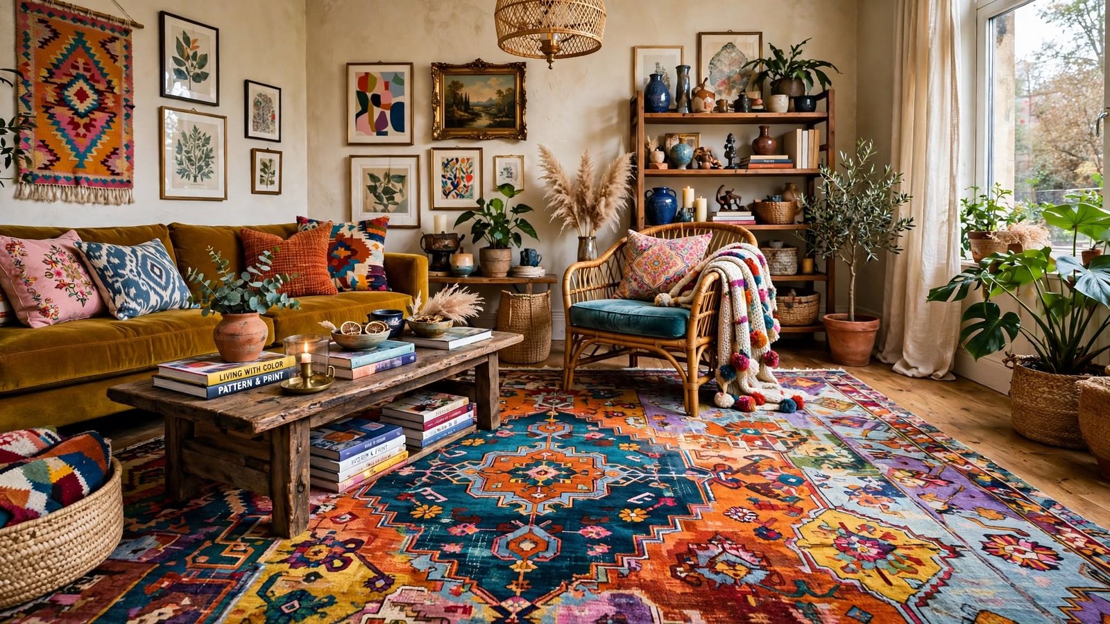 eclectic rug living room