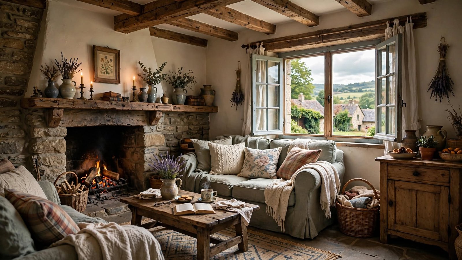 european cottage living room