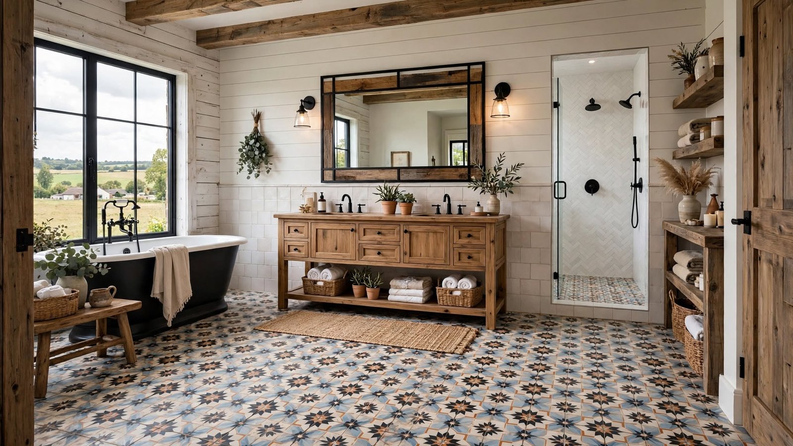 farmhouse bathroom tile