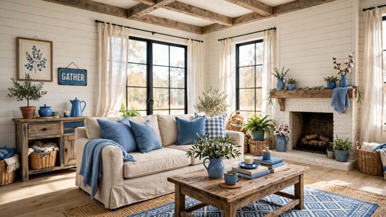 23 Farmhouse Blue Living Room Ideas for a Fresh, Relaxed Space