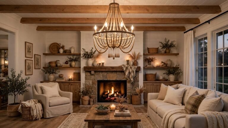 15 Farmhouse Chandelier Living Room Ideas to Warm Your Space