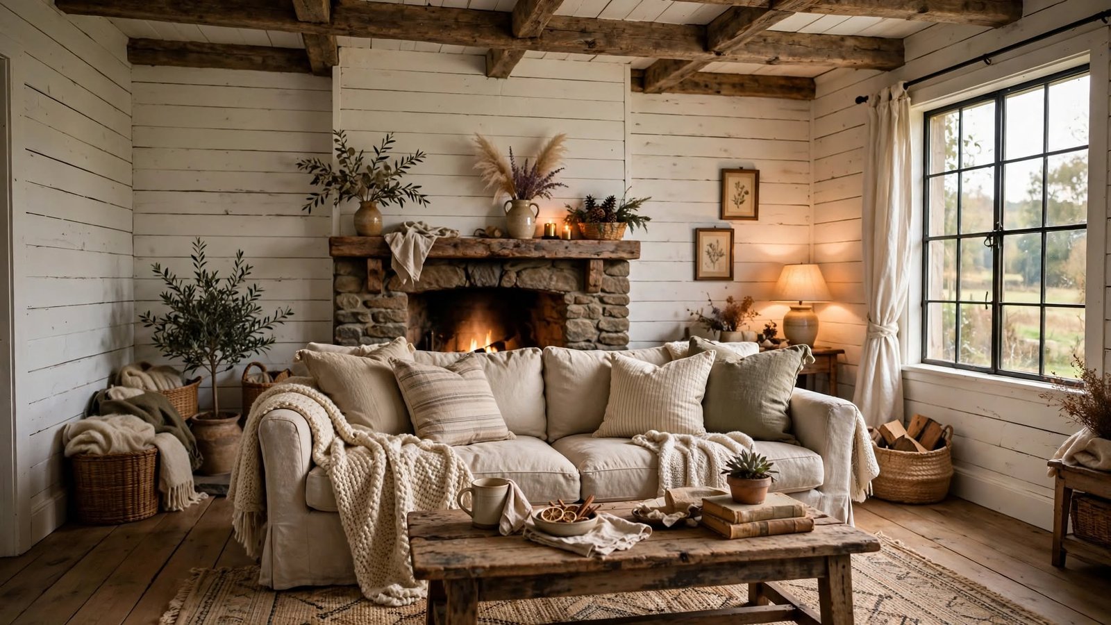 farmhouse cottage living rooms