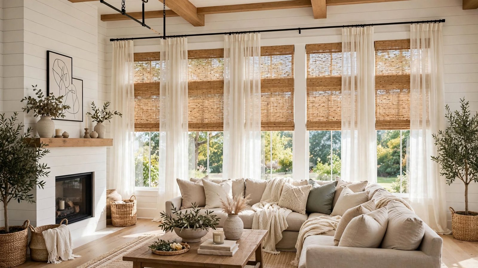 farmhouse living room curtain ideas