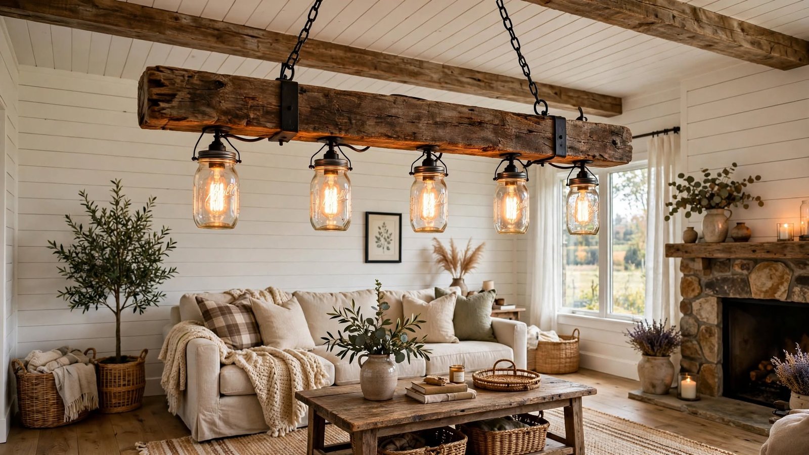 farmhouse living room lighting