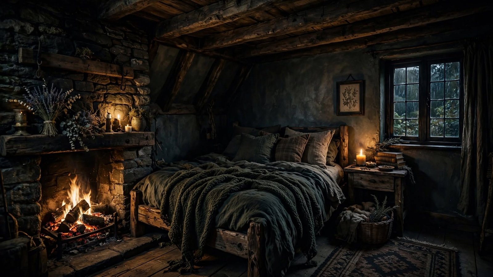 moody cottage bedroom