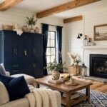 navy blue farmhouse living room