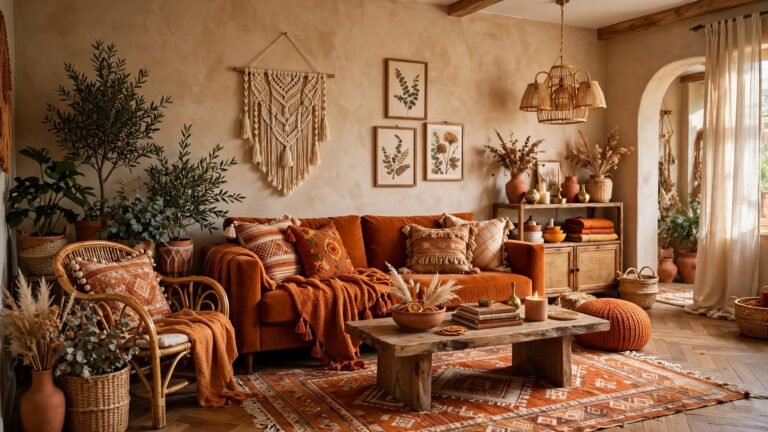 21 Orange Boho Living Room Ideas for a Warm, Free-Spirited Space