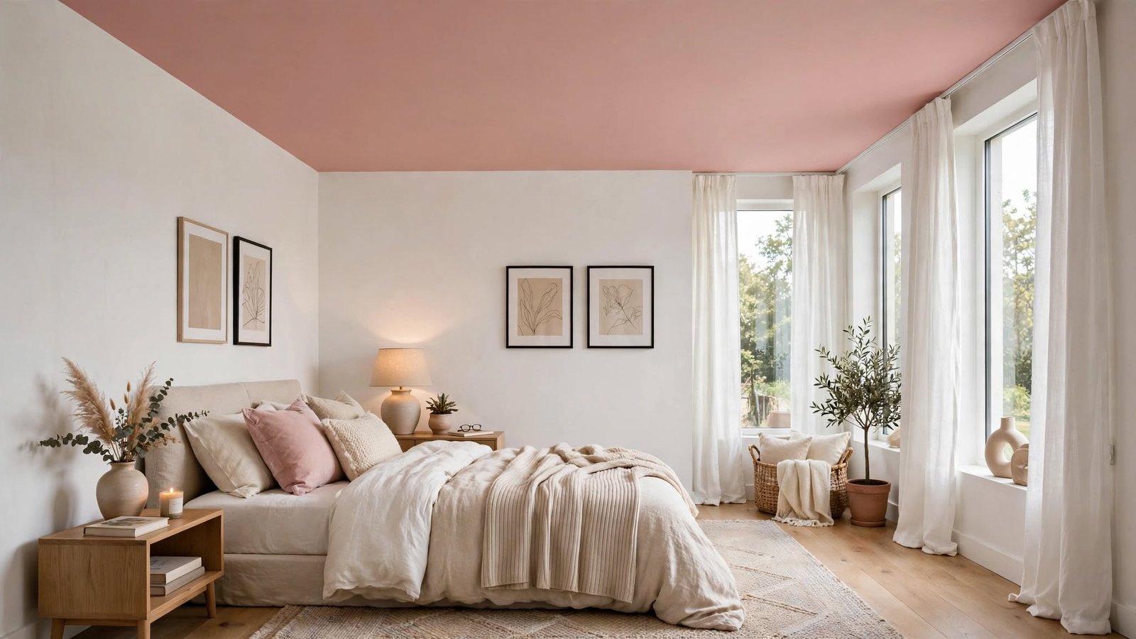 pink ceiling bedroom