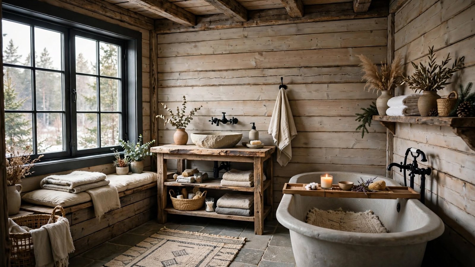 rustic scandinavian bathroom