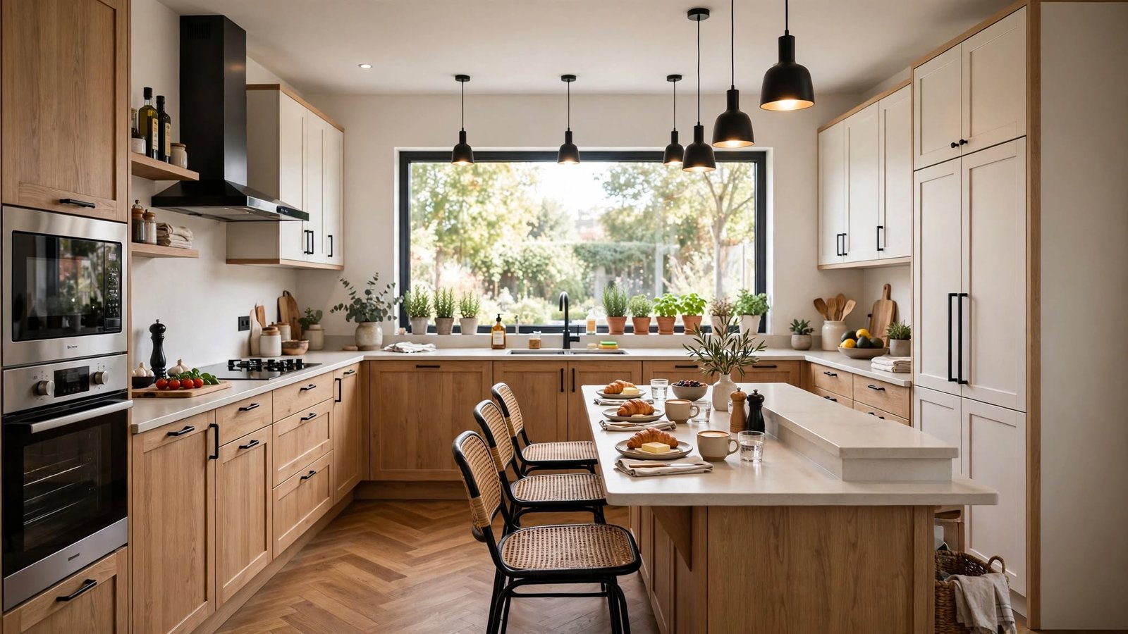 u shaped kitchen with breakfast bar
