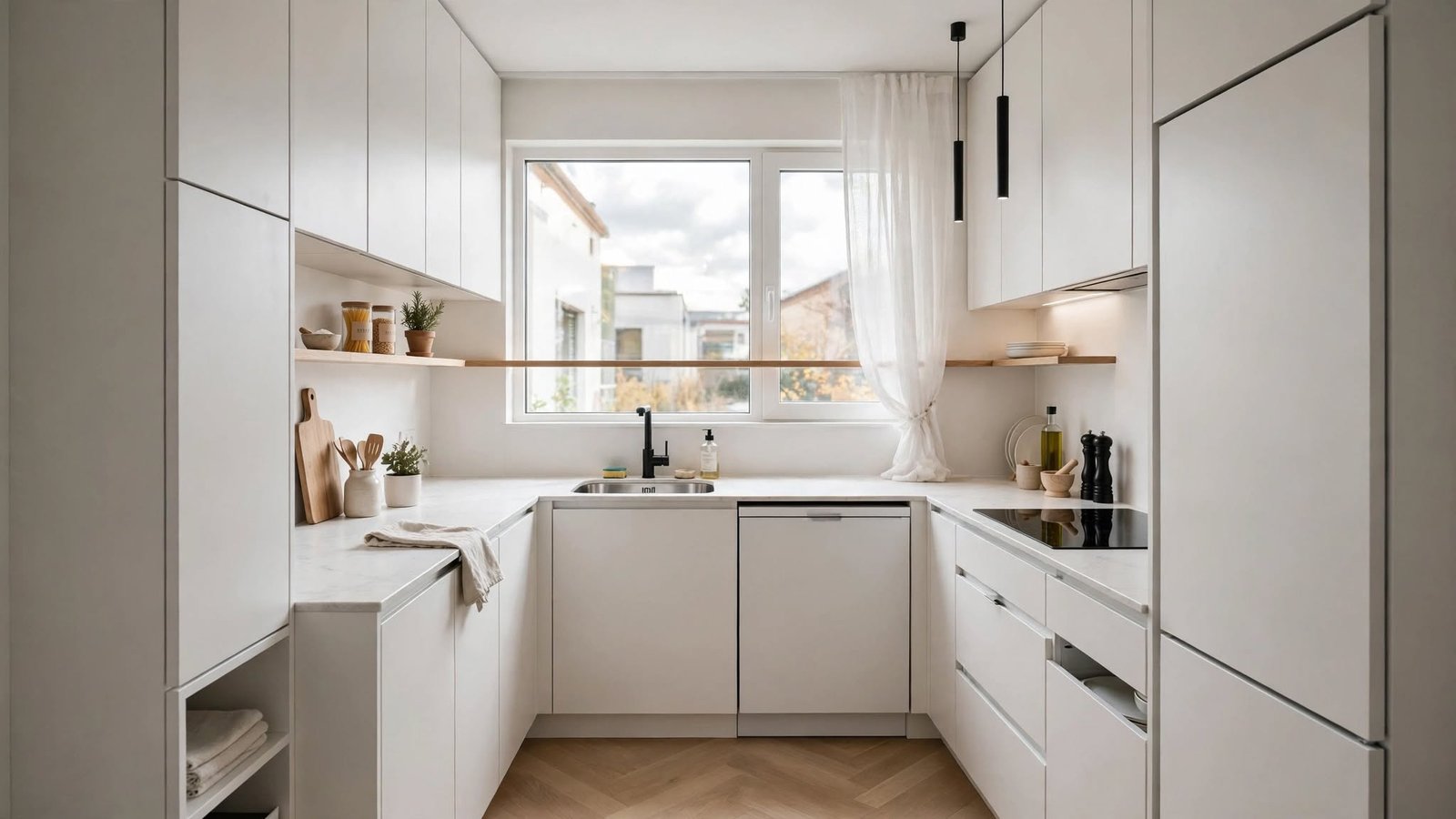 u shaped modular kitchen design