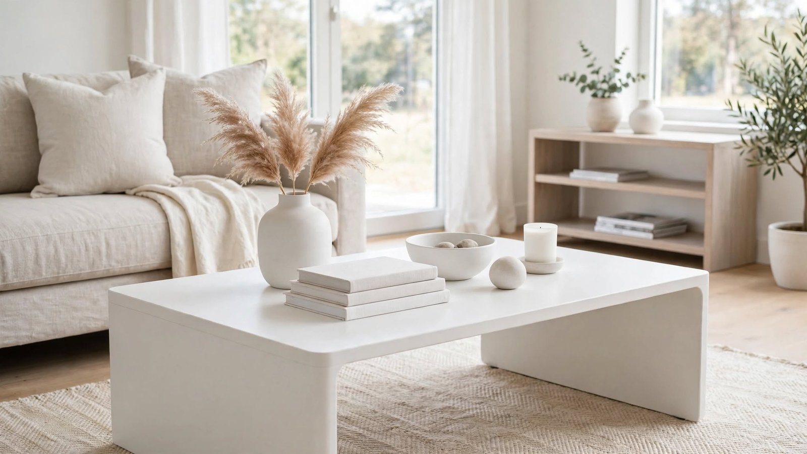 white coffee table decor
